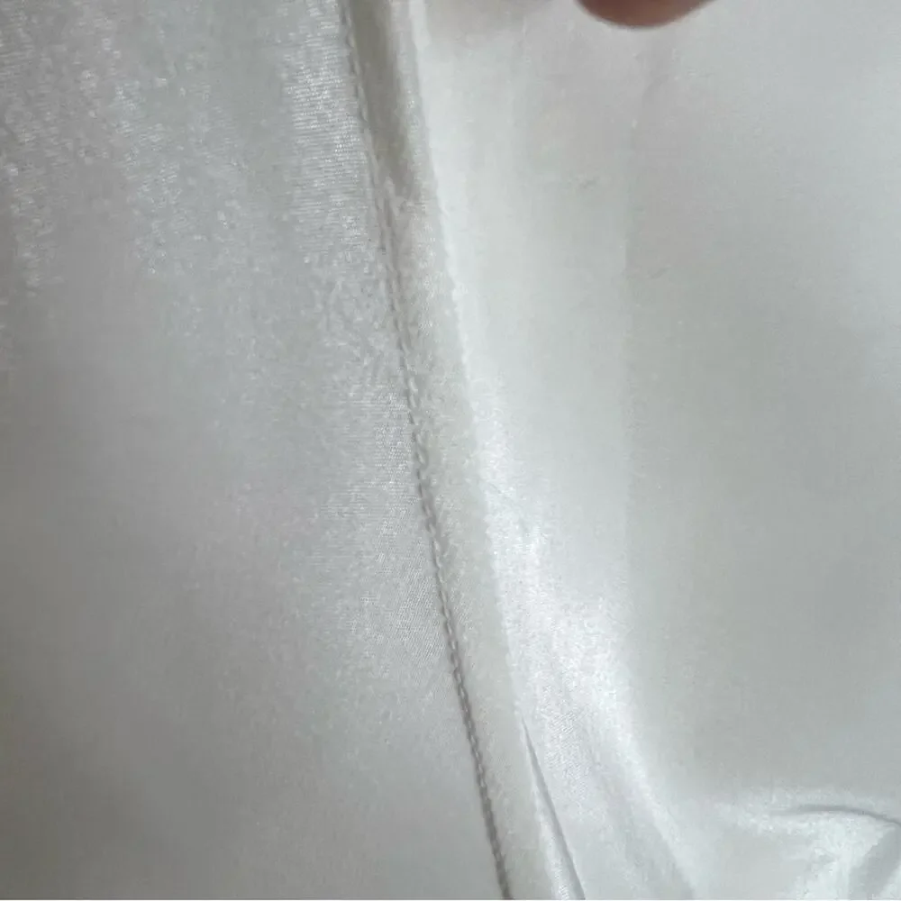 Vintage 90s Satin Bridal Slip Dress – Hand Embroidered, French Seams, Size L - Picture 10 of 11